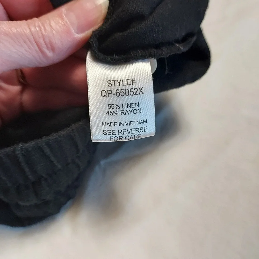 Zenana Women's‎ Linen Blend Shorts Black 3X Elastic Waist Drawstring Pockets - Picture 6 of 8